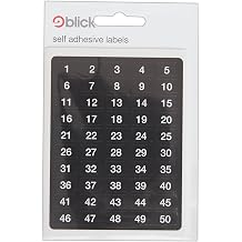 Blick Labels, Black & White, Self Adhesive Stickers, 1 to 20 Numbers, 7mm x 12mm, 500 Labels, for Home, Office, Family, School, Holiday Calendar Organising, Planner, Rewards Chart, Colour Coding