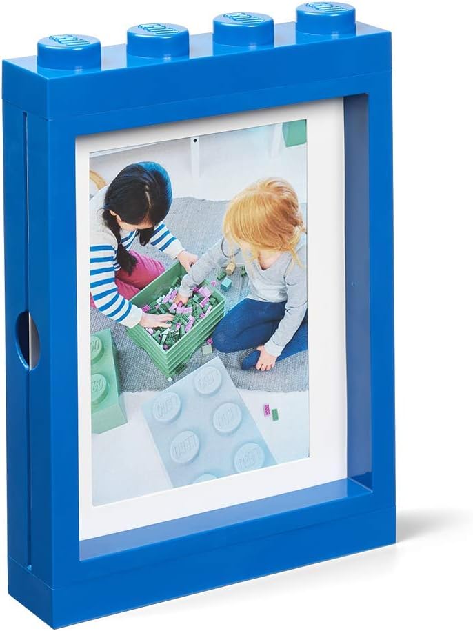 Lego Picture Frame - Stackable, Tabletop or Wall Display Photo Frame, Fits 5 x 7 in Photos, Blue