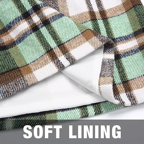 Womens Wool Plaid Mini Skirt Fall Winter High Waisted Bodycon Pencil Skirt (Green 02, L)