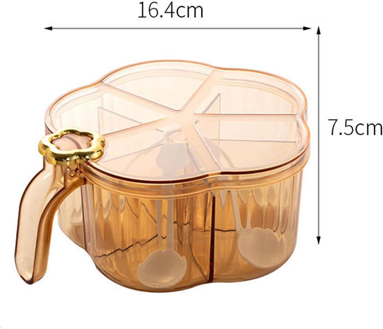 Seasoning Box with Lid and Spoon, 5 Compartments Clear Spice Pots
