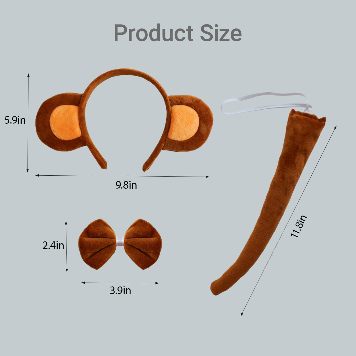 Monkey Costume Adult Women Halloween Monkey Ears Headband and Tail Accessories Animal Costume for Party Cosplay Dress Up - Image 2