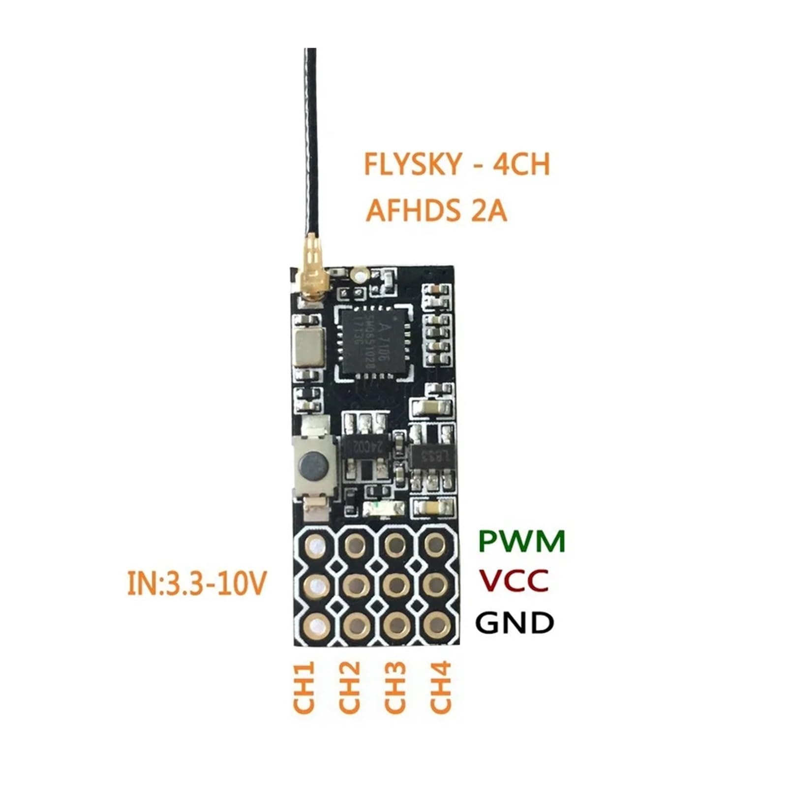 Miniodbiornik kompatybilny z FS2A 4CH AFHDS 2A, wyjście PWM kompatybilne z Flysky I6 I6X I6S/FS-i6, nadajnik FS-i6X, 1/2/5 jednostek. (Color : 2 pieces)