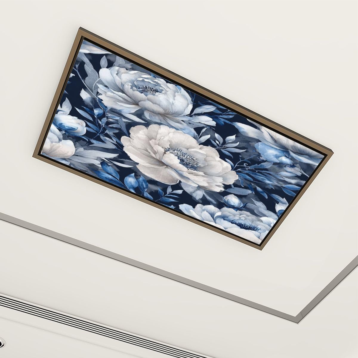 4 Pack Fluorescent Light Covers 4 x 2 ft Blue White Floral Peony Dark Magnetic Ceiling Light Covers Fluorescent Lights Shade Panel Easy Install for Office Hospitals & Home Drop Ceiling Supplies