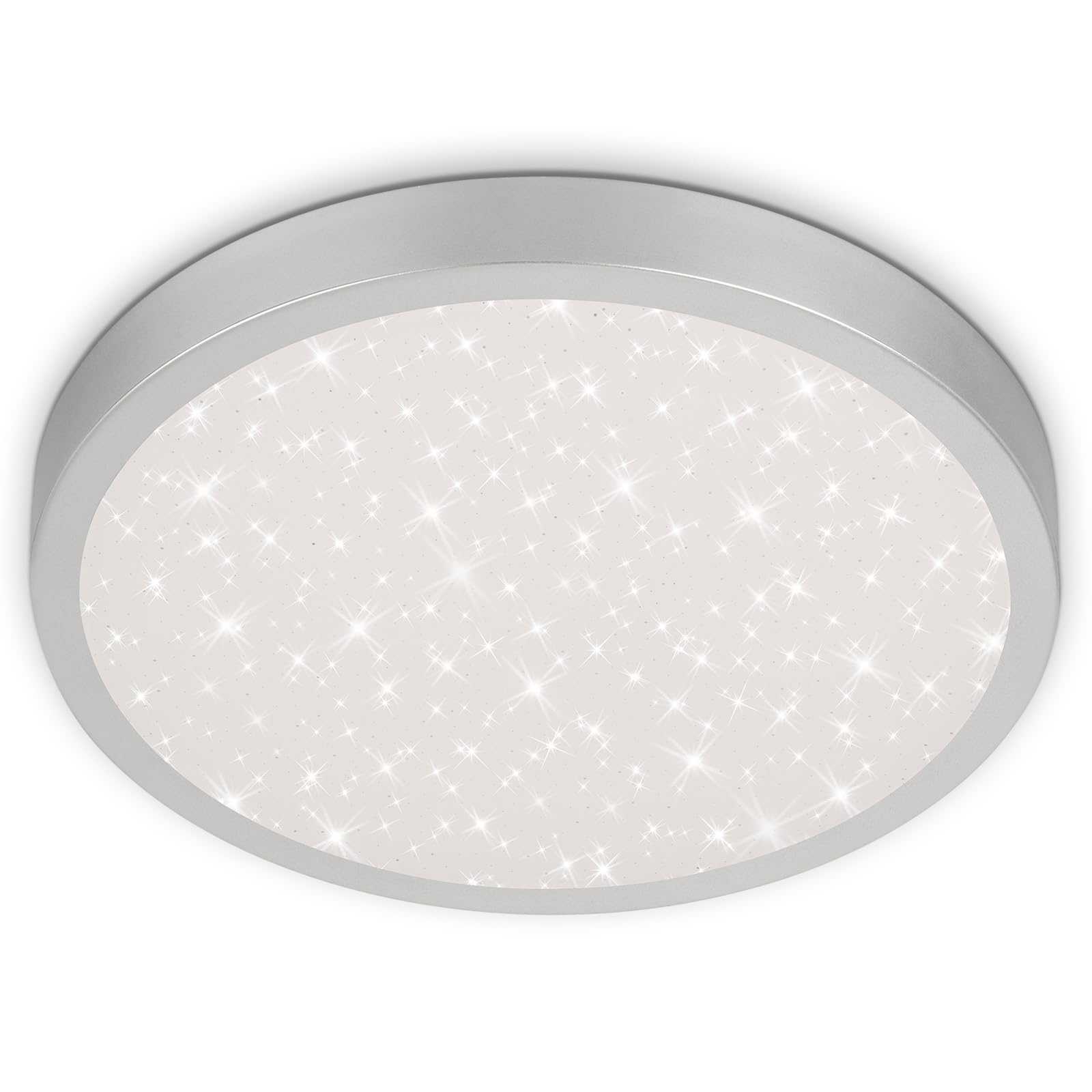 BRILONER Leuchten LED Ceiling Light with Star Decoration 24 Watt 3,000 Lumen 4,000 Kelvin White/Silver Colour Diameter 38 cm