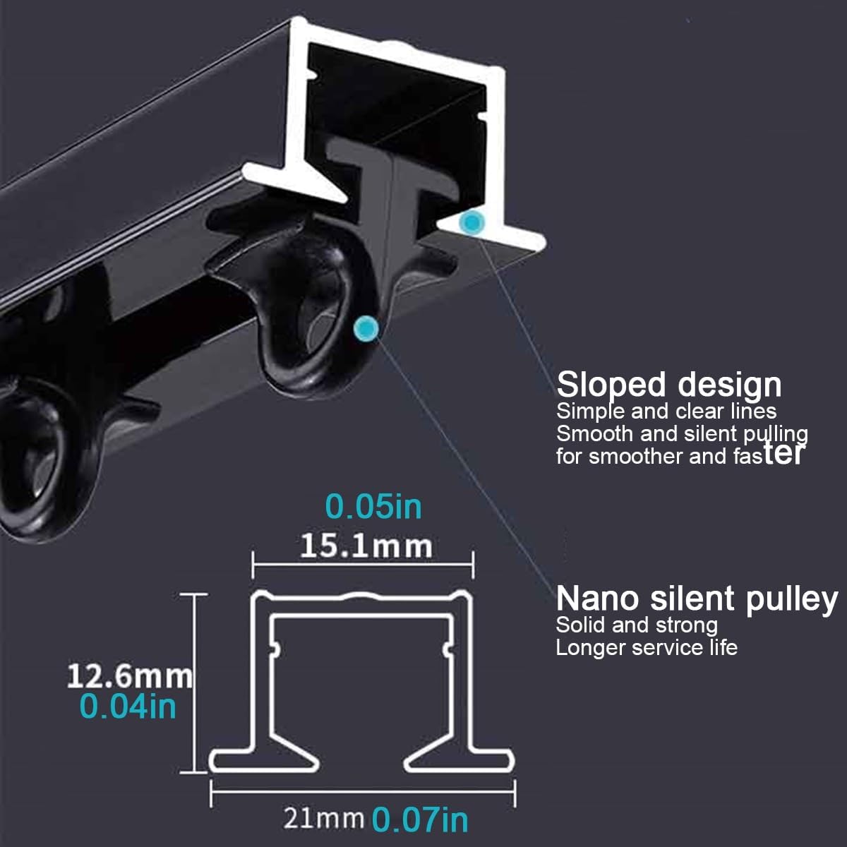 Invisible Ceiling Tracks for Curtains, Hidden Curtain Rod with Silent Rollers, 110cm/3.6ft Room Divider for Home & Office - Sleek White Design