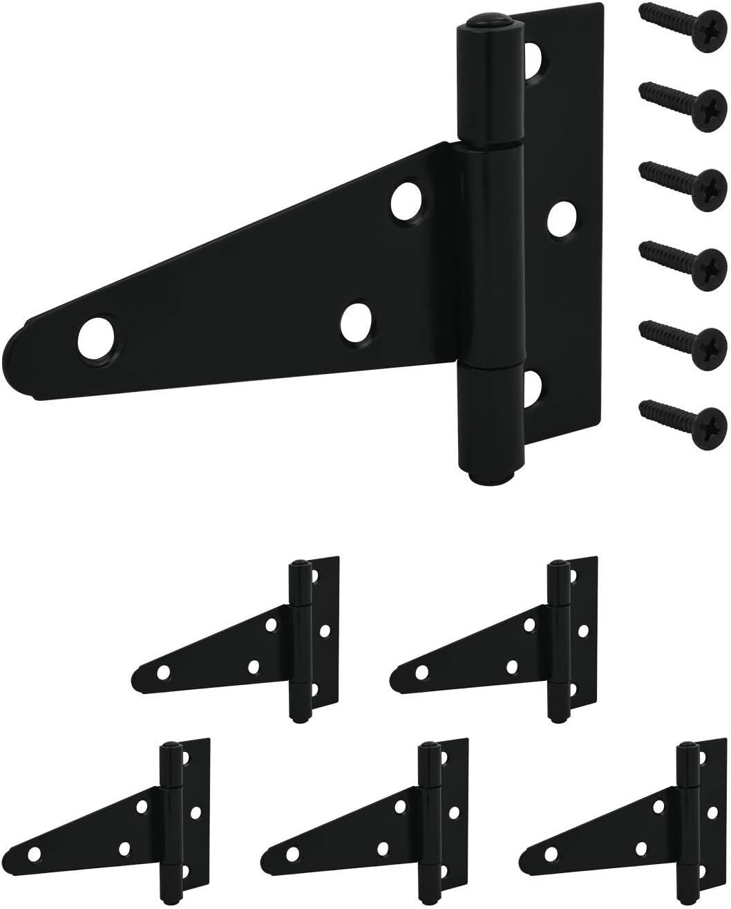 Nuk3y T Strap Hinge Barn Shed Gate Cabinet Door Iron Rustproof 6 Pack (4 inch)