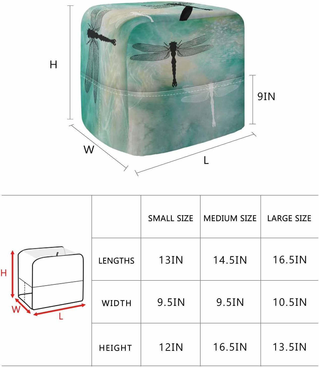 Dragonfly Stand Mixer Cover with Storage Pocket, Waterproof Kitchen Mixer Covers, Modern Abstract Gradient Teal Green Kitchen Appliance Dust Cover Compatible with 4/4.5 Quart Mixers