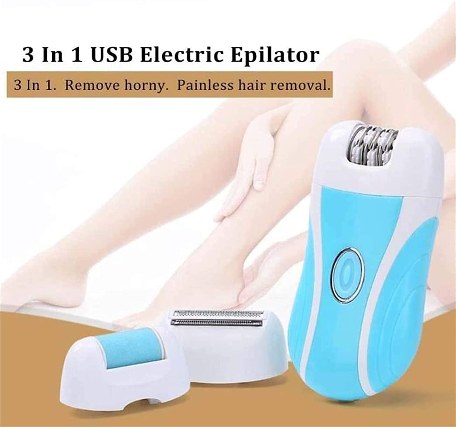 Epilator for Women,3 in 1 Hair Removal Epilator with Epilator Head & Shaver Head, Electric Cordless Hair Shaver Portable Painless Epilator Hair Removal (Color : Purple)