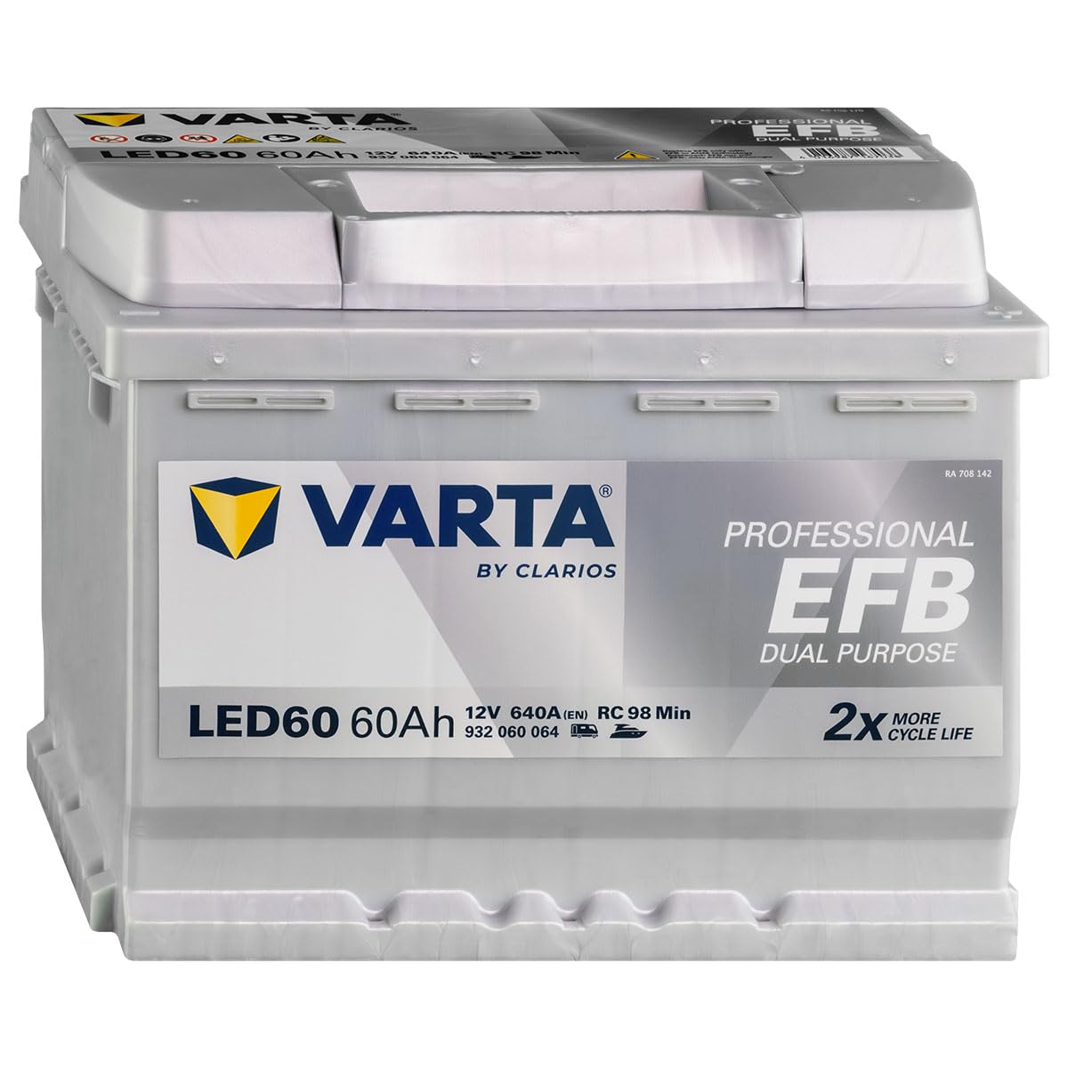 VARTA Professional Dual Purpose EFB (LED60) 12V 60Ah 640A - Batteria EFB per camper, roulotte & barche, starter e servizi, manutenzione zero, energia media