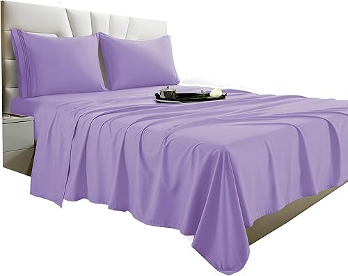 Vacco Juego de sábanas tamaño Queen, sábanas y fundas de almohada de 4 piezas para hotel de lujo de la serie 1800, sábanas ultrasuaves,