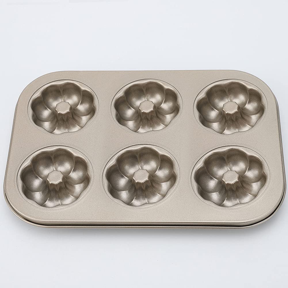 6 Cavity Stainless Steel Donut Mold DIY Cake Mould Kitchen Tool Baking Pan (E)
