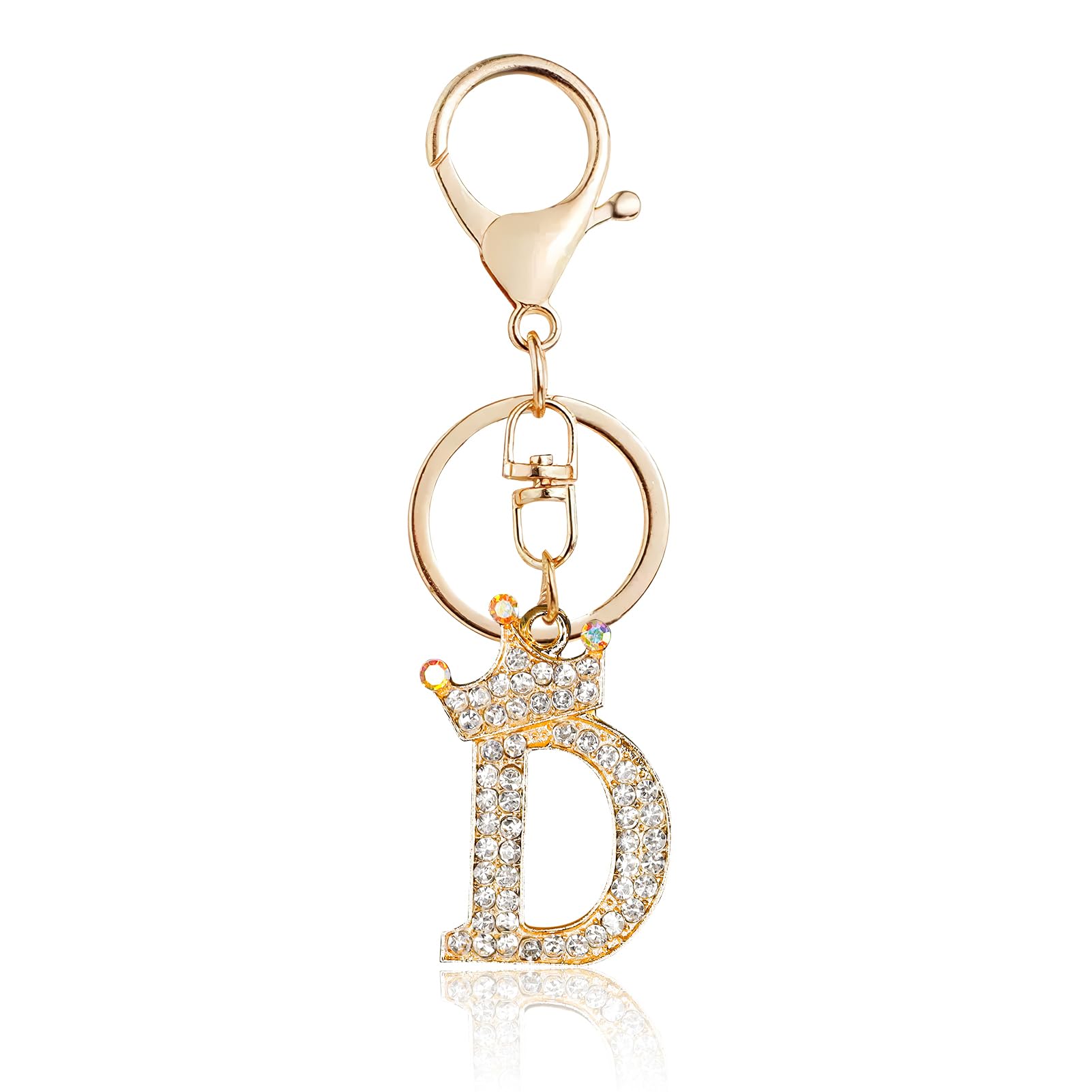 Fmeida Gold Letter A-Z Keychains for Women Initial Letter Keychains Crown Design