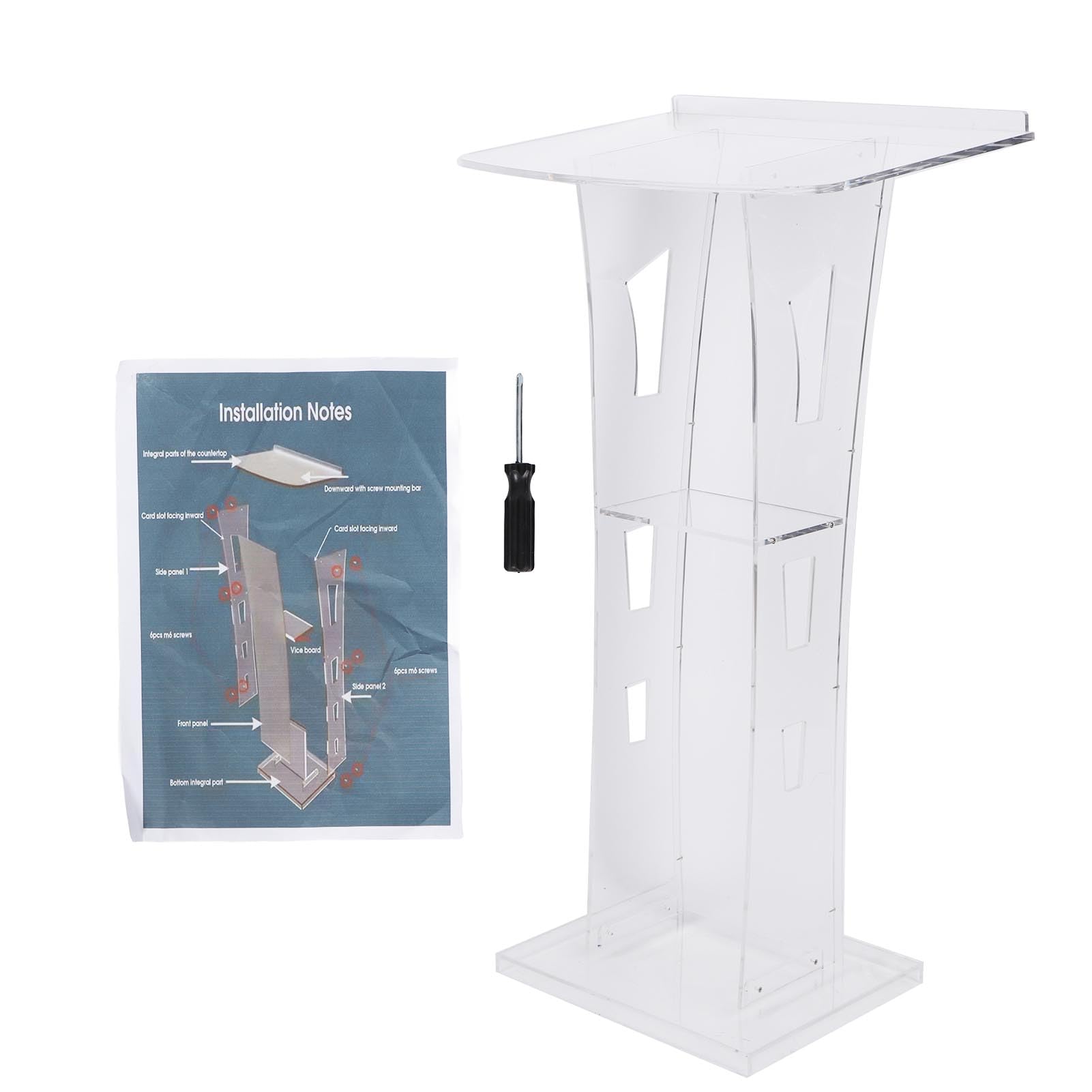 Support de Podium en Acrylique Transparent, Podiums de Présentation Professionnels avec étagère de Rangement, pour églises, Conférences, Mariages, Salles de Classe, Discours