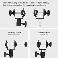 Vista 4 de Soporte de paraguas de trípode de metal, soporte de paraguas de trípode de cámara para exteriores, soporte de clip de metal, soporte de abrazadera