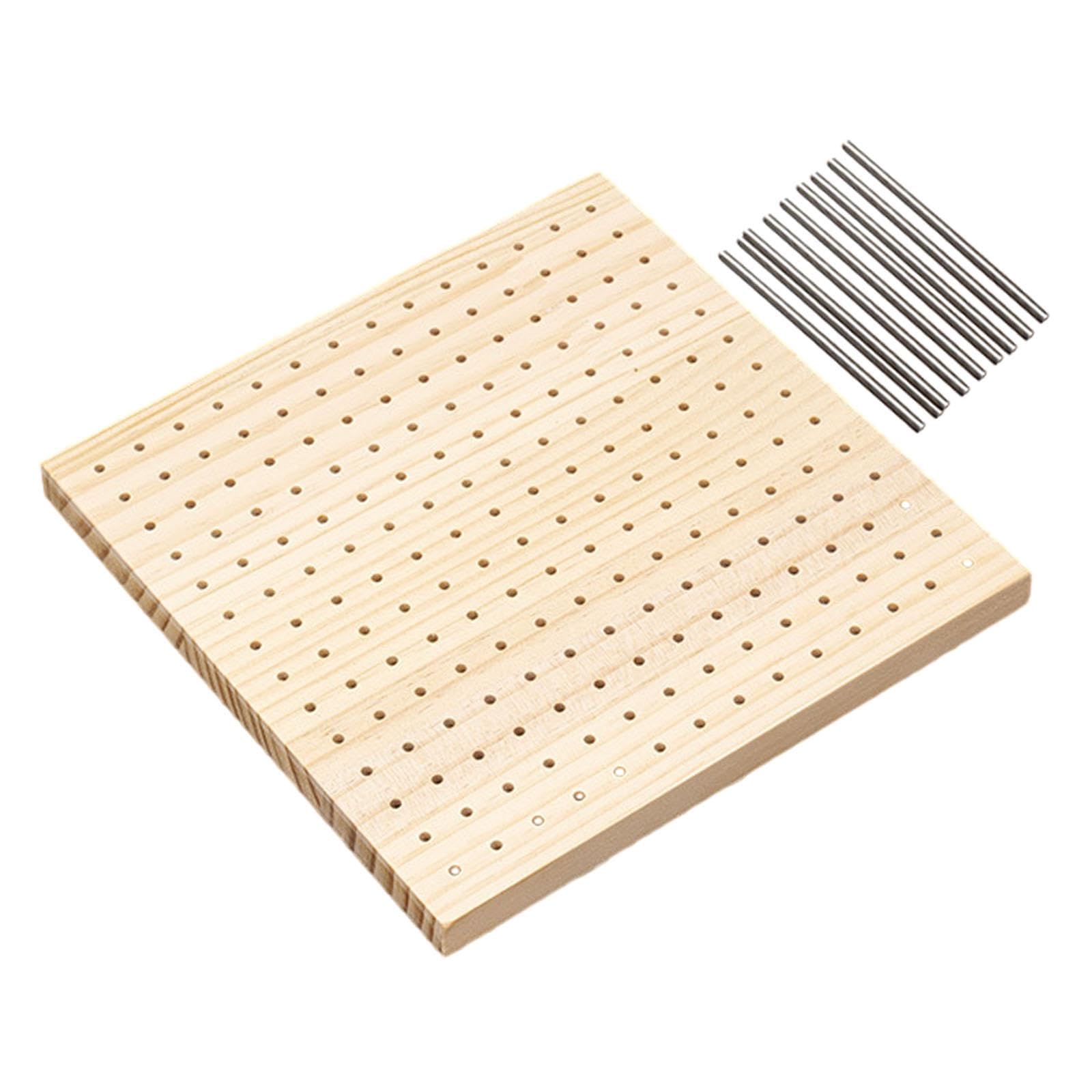 Tablero de bloqueo de crochet con base de madera y varillas fijadoras