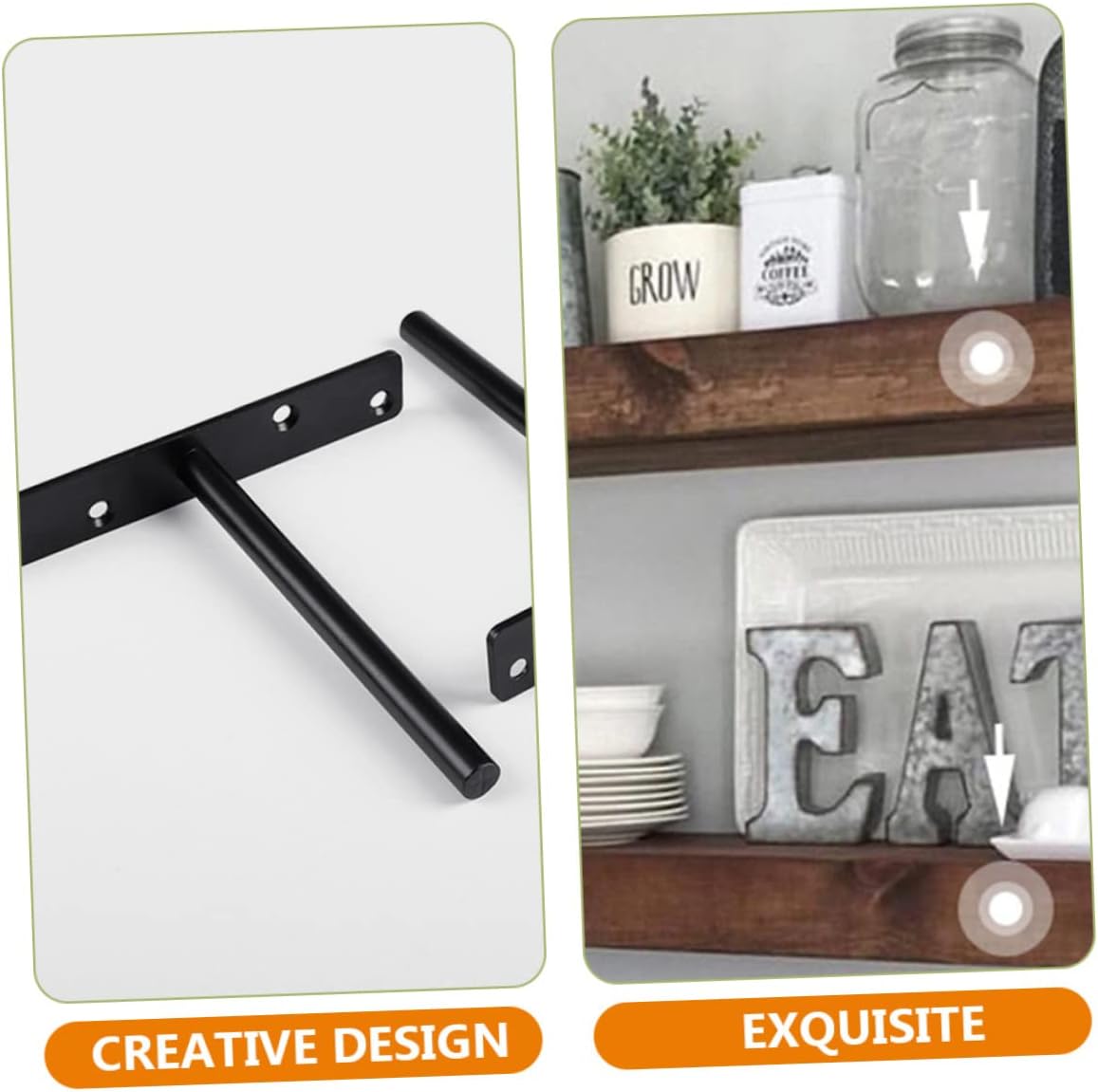 Invisible Floating Shelf Brackets 6 Sets Wall Fixed Bracket Iron Black Strong Support for Floating Shelves