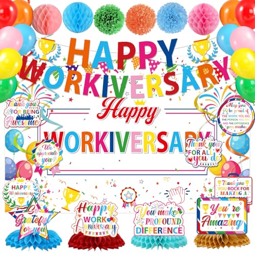 Musaeva Happy Work Anniversary Party Decorations Banners Balloons 31pcs