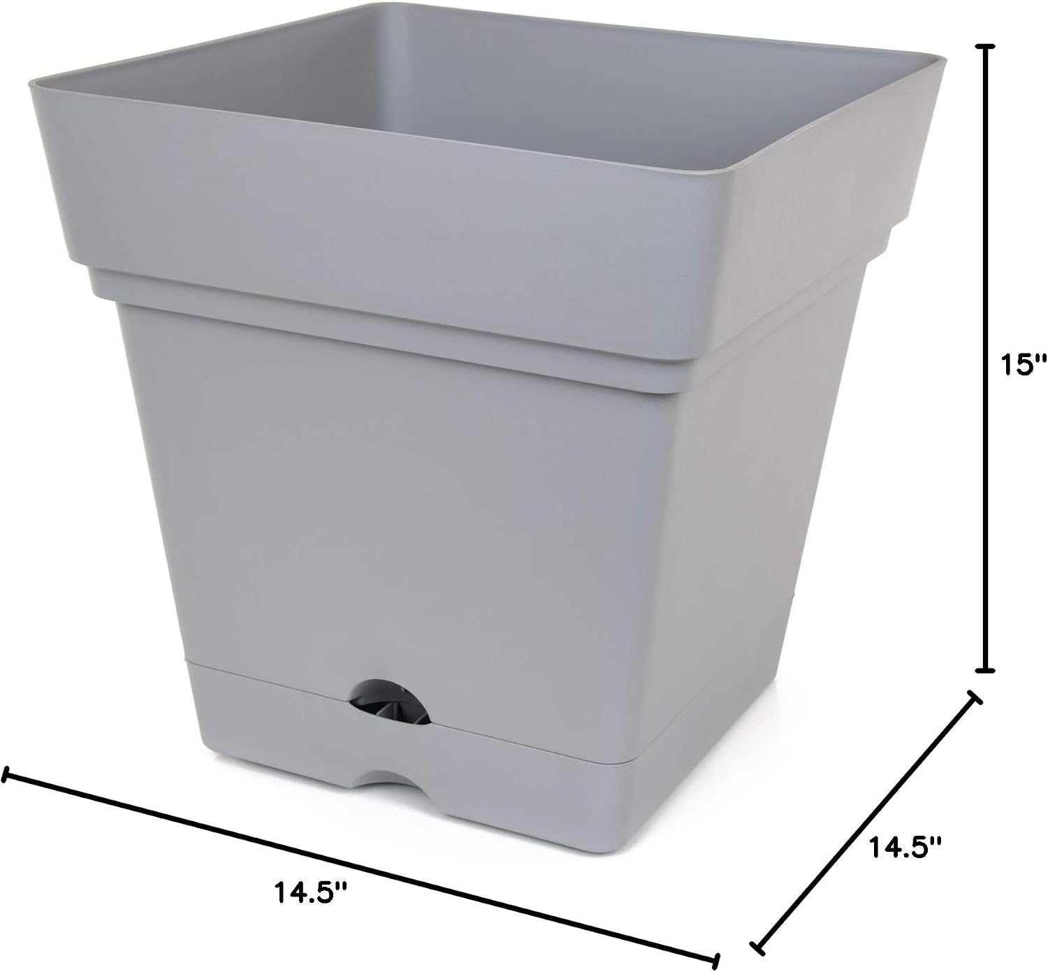 Mintra Home Large Garden Pot with Wheels – Lightweight Plastic Pottery Planter for Indoor & Outdoor Plants, Decorative Flower Container for Front Porch, Patio or Garden – 14.5" W x 15" H, Grey