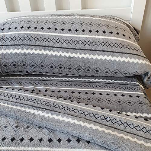 PimpamTex – Juego de Sábanas de Terciopelo Estampadas para Invierno Térmicas – (Cama 90, Claudio Gris)