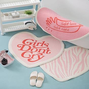 Amazon.co.jp: Girls Don't Cry バスルームラグ ピンク 英字