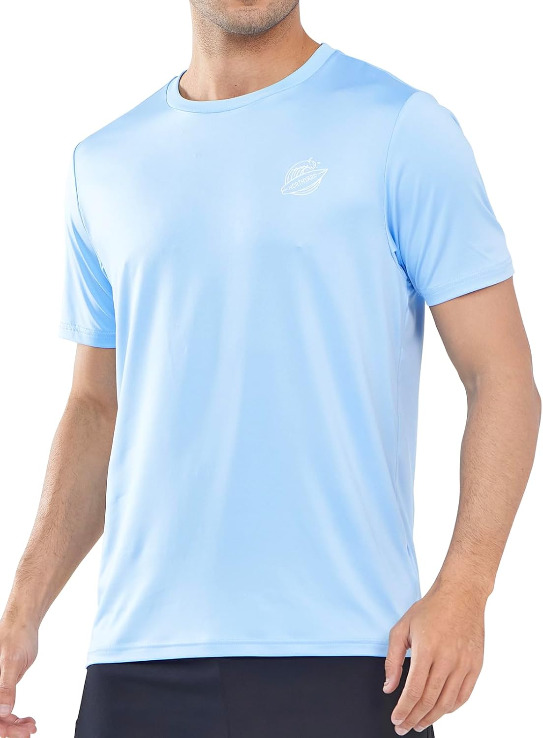 NORTHYARD Men's UPF 50+ Rash Guard T-Shirts Sun Protection UV Quick Dry Short Sleeve Shirts Lightweight Fishing Swim Skyblue X-Large