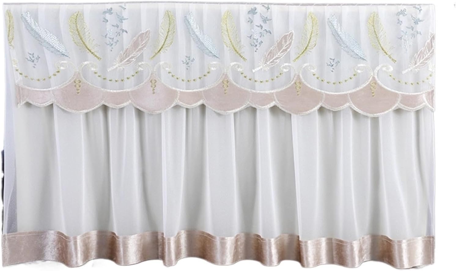 Tv Display Protectors Universal Tv Cover Lace Fabric Stretchable Design Tv Dust Cover for Curved/Flat Screens, Fits 30"-75" Wall-Mounted or Desktop Tvs, Televisor Display(Beige,65inch)