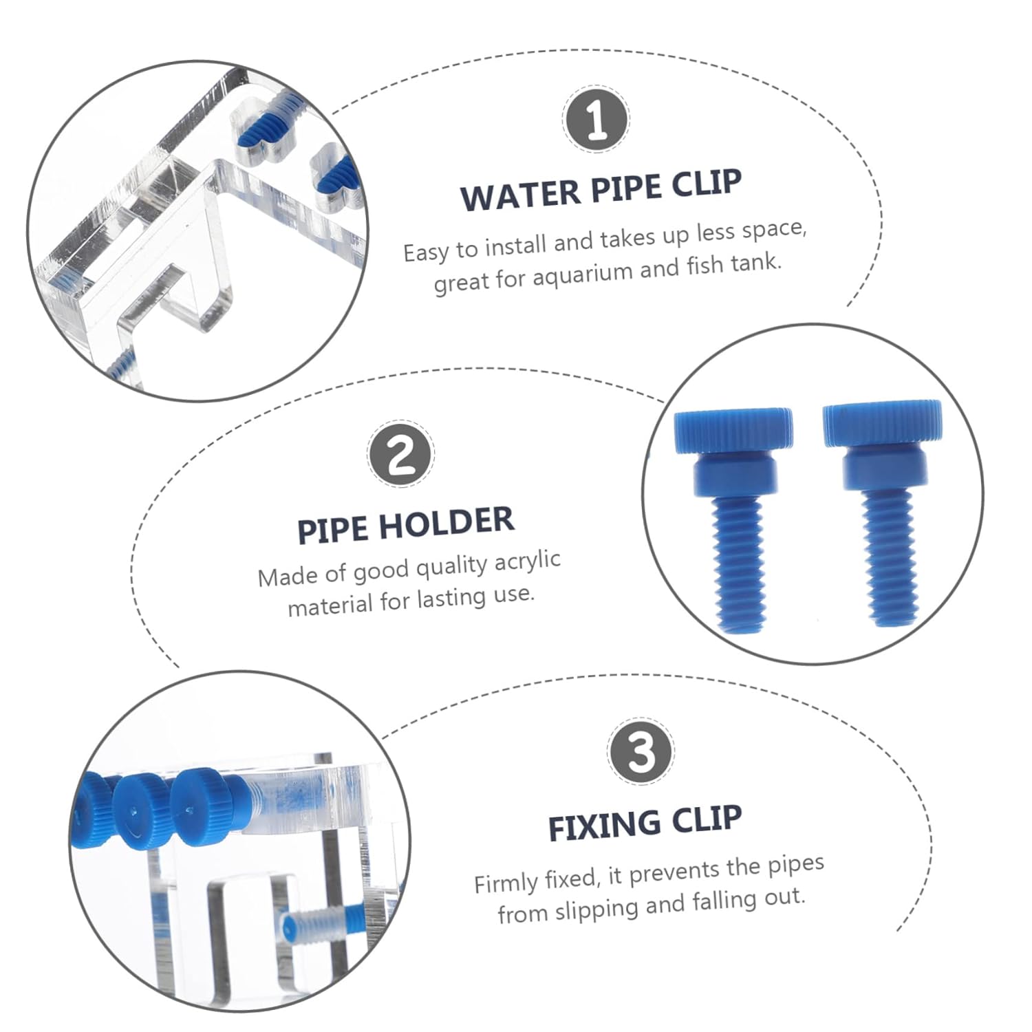 3pcs Aquarium Holder Rack for Titration Pump Fixed Clamp for Fish Tank Lightweight Design Organizes Tubes and Hoses Compatible Maximum Od