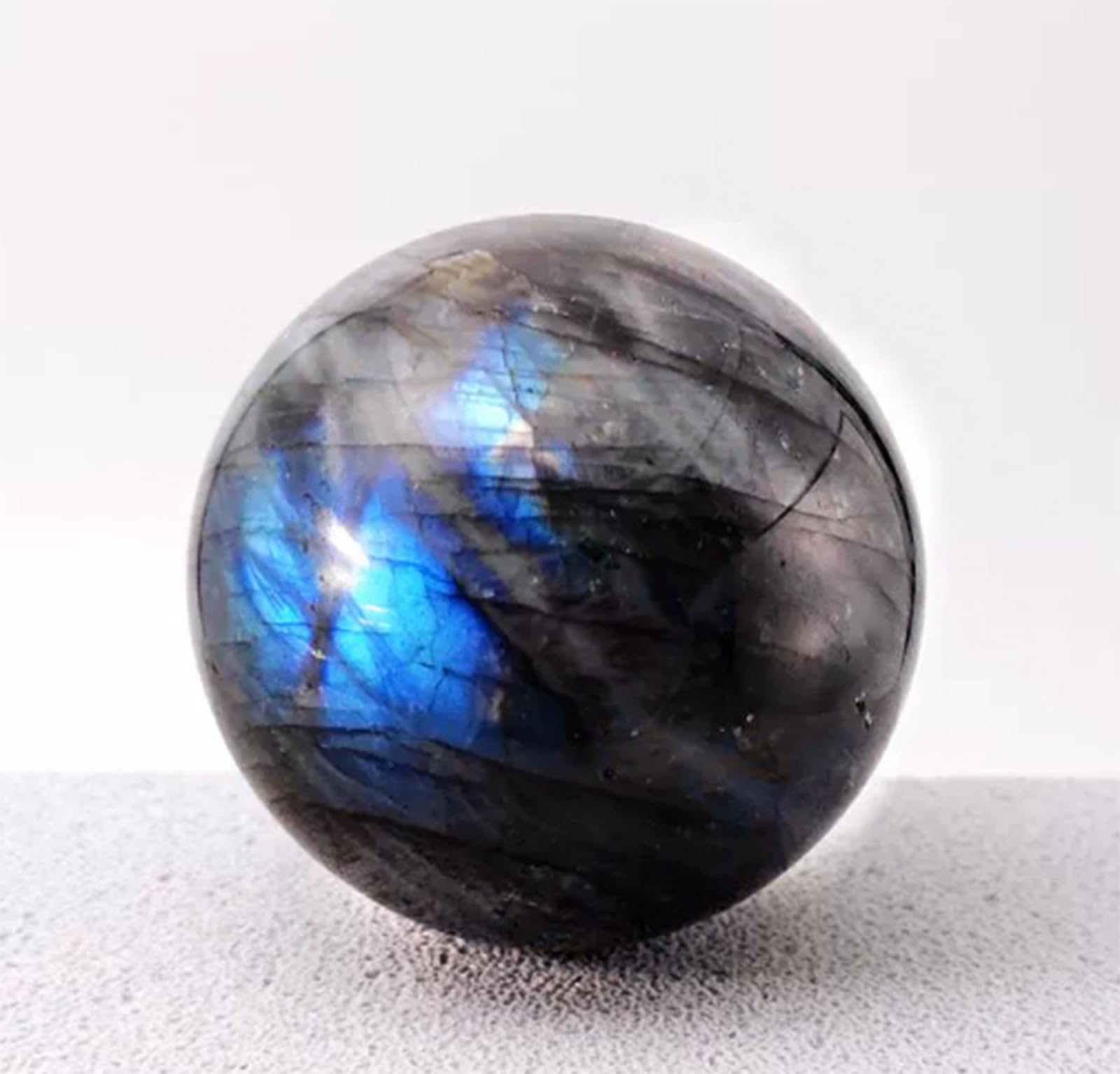 ICXLPMC Quartz Labradorite Crystal Ball Decorative Spheres Polished Moonstone Stone Crafts for Home Wedding Party Room Office Decoration,80mm