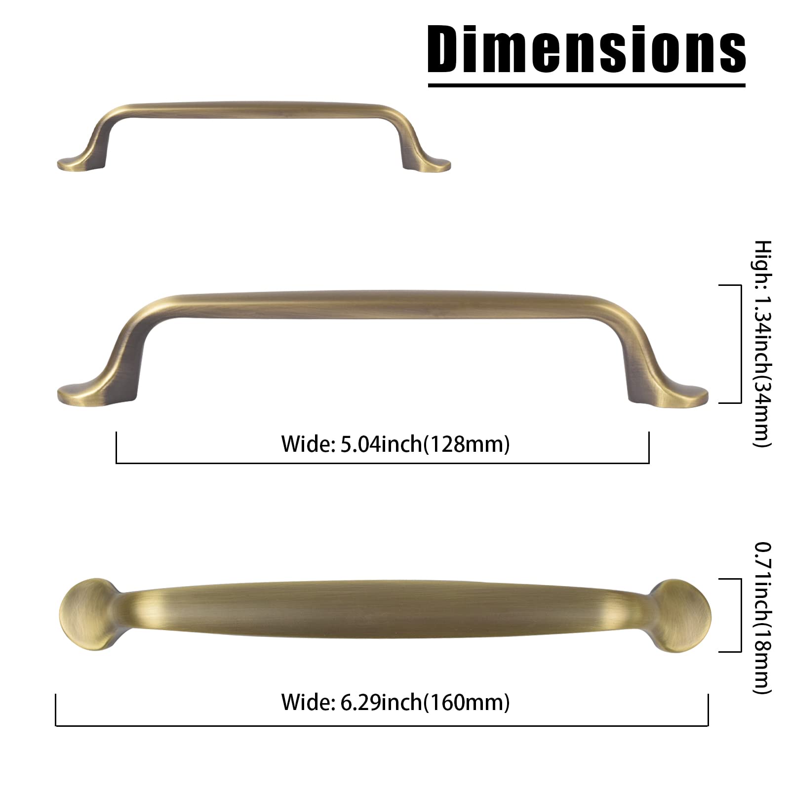 KHTUMEWARE-88013ABB10 Antique Brass Cabinet Pulls CTC 5 in (128 mm) 10-Pack in Antique Brass — KHTUMEWARE