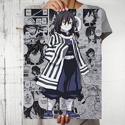 Image of MCSID RAZZ - Demon Slayer - Obanai Igure - The Serpent Hashira Design A4 Size Poster (With Frame) - Best Gift For Demon Slayer Fans /Best Artifacts To Your Home & Decor /For Anime Fandom