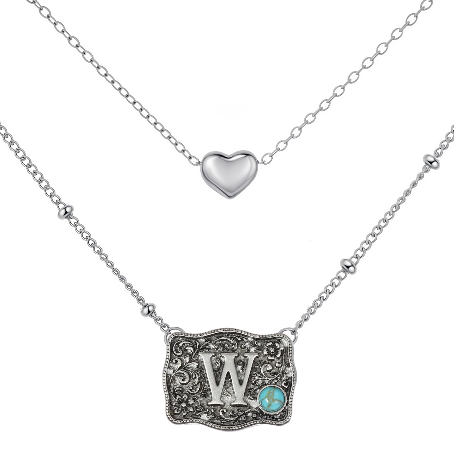 Belt Buckle Bracelet Initial Letter A-Z Bracelets Western Cow Tag Bracelet Belt Buckle Necklace Western Style Initial Letter Pendant Necklace