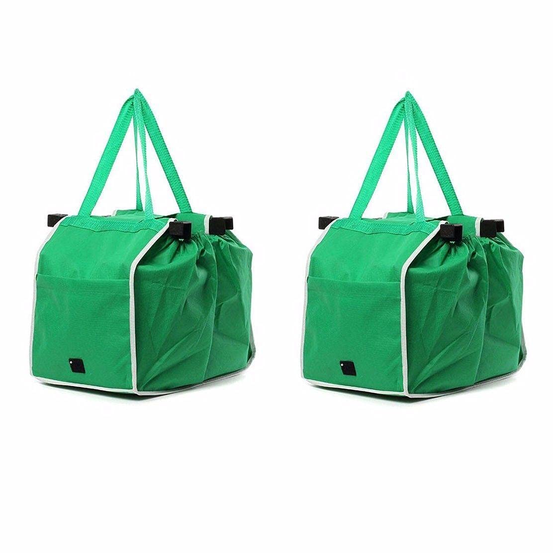 PACK OF 2 Supermarket Shopping Trolley Foldable Reusable Grocery Grab Clips Bag