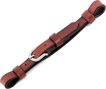 Jeereal Premium Leather Curb Strap for Horses | Flat Bridle Leather Curb Strap for Refined Control Brown