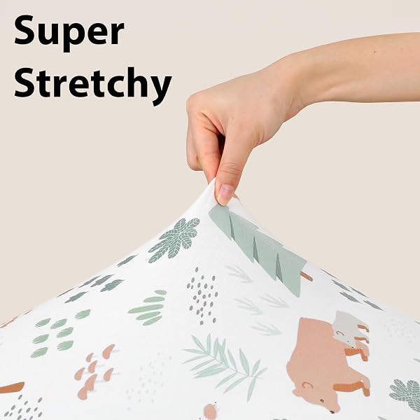 Drap Housse 60 x 120 cm, Lot de 3 Microfibre Ultra Douce et Lisse Élastique sur Tout Le Tour - pour Matelas de Lit Bébé et Lit Enfant, Ours des Bois Vert - 4