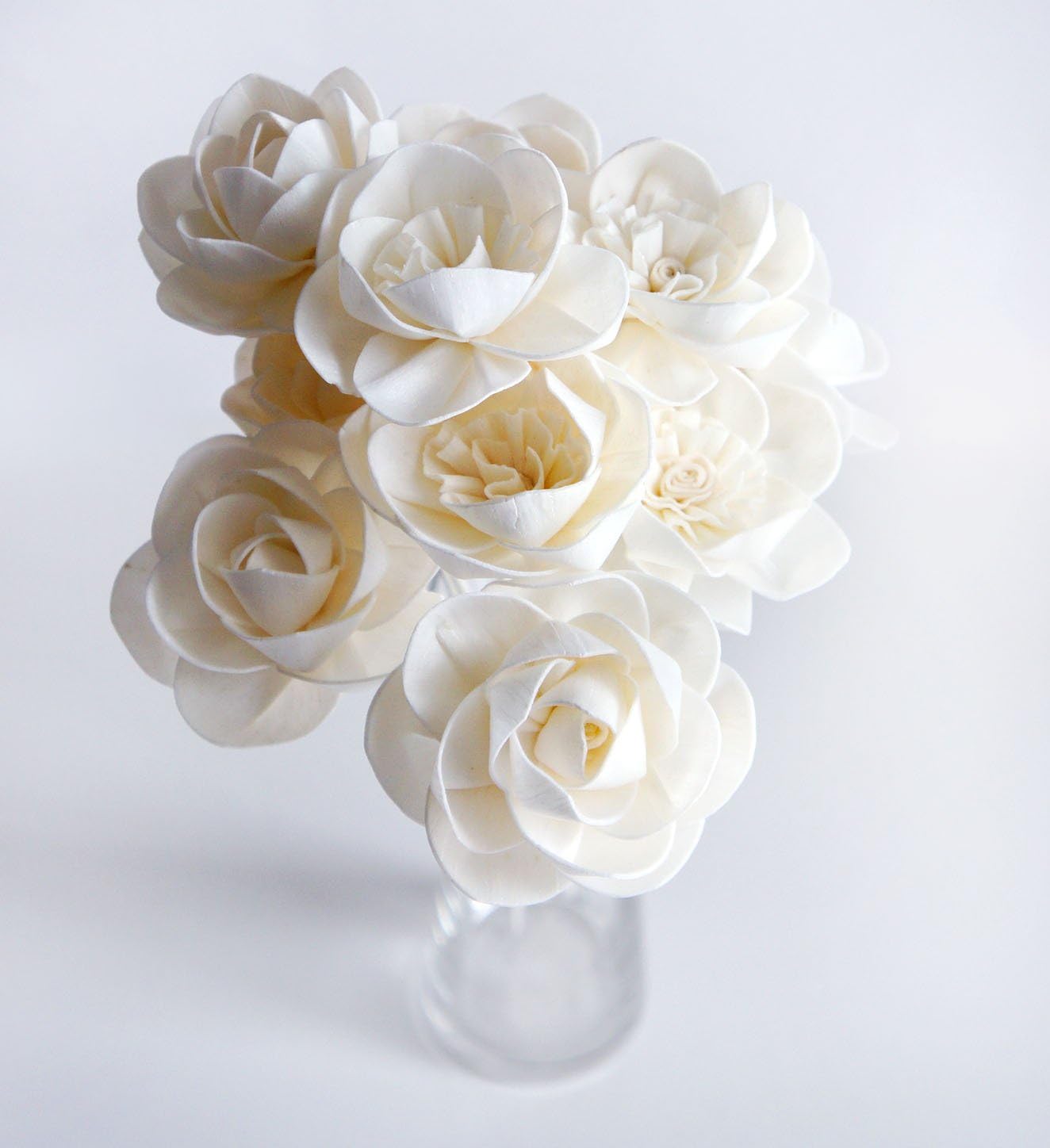 Plawanature Set of 10 Mixed Floribunda and Shrub Rose 2.5"Sola FlowerReed Diffuser Stick for Home Fragrance.