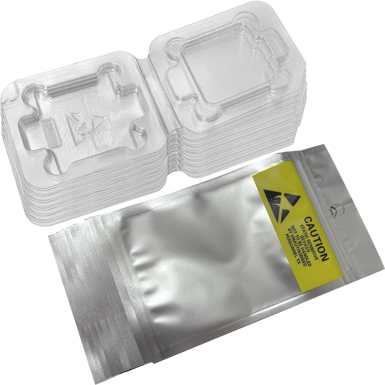 MEETOOT 12 Sets Lid Style Reinforced Plastic CPU Protective Case with Anti Static Sealed Pouch Compatible with Mainstream LGA 775/115x Series Platforms