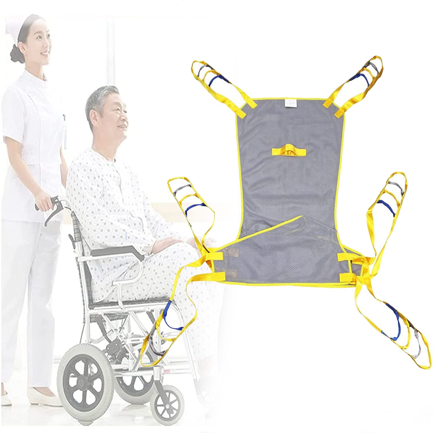 Arnés de elevación para Inodoro, arnés de Malla para Pacientes, arnés de Pierna Dividida para Pacientes Mayores, Elevador de Inodoro para baño, para Transferencia de Cama a Silla de Ruedas,