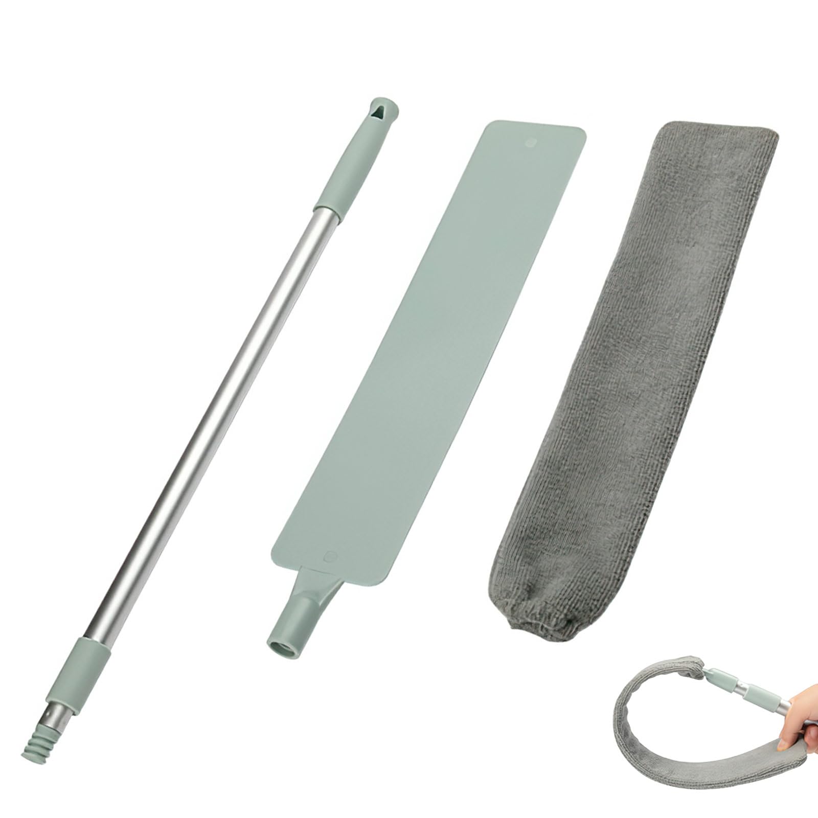 Kouamor Flat Duster, Retractable Gap Dust Cleaning Artifact, Flat Duster For Under Appliances, Flats Dusters For Cleaning, Flats Dusters With Extension Pole, Bendable & Removable Head, Reusable & Washable