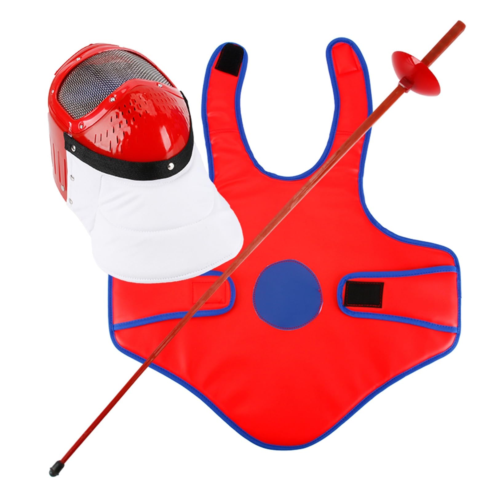 Fencing Practice Sword Kit - Children's Training Equipment with Protective Vest and Mask, 38.6 inch Plastic Fencing Foil with Sound