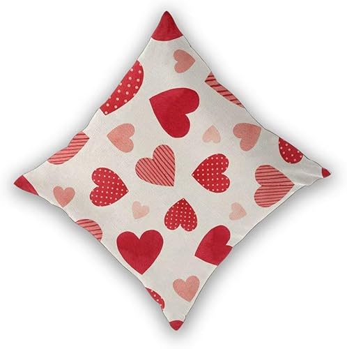 Miniatura 2 de Juego de 2 fundas de almohada para el día de San Valentín de 16 x 16 pulgadas, diseño de corazón rojo, decoración del día de San Valentín, fundas de
