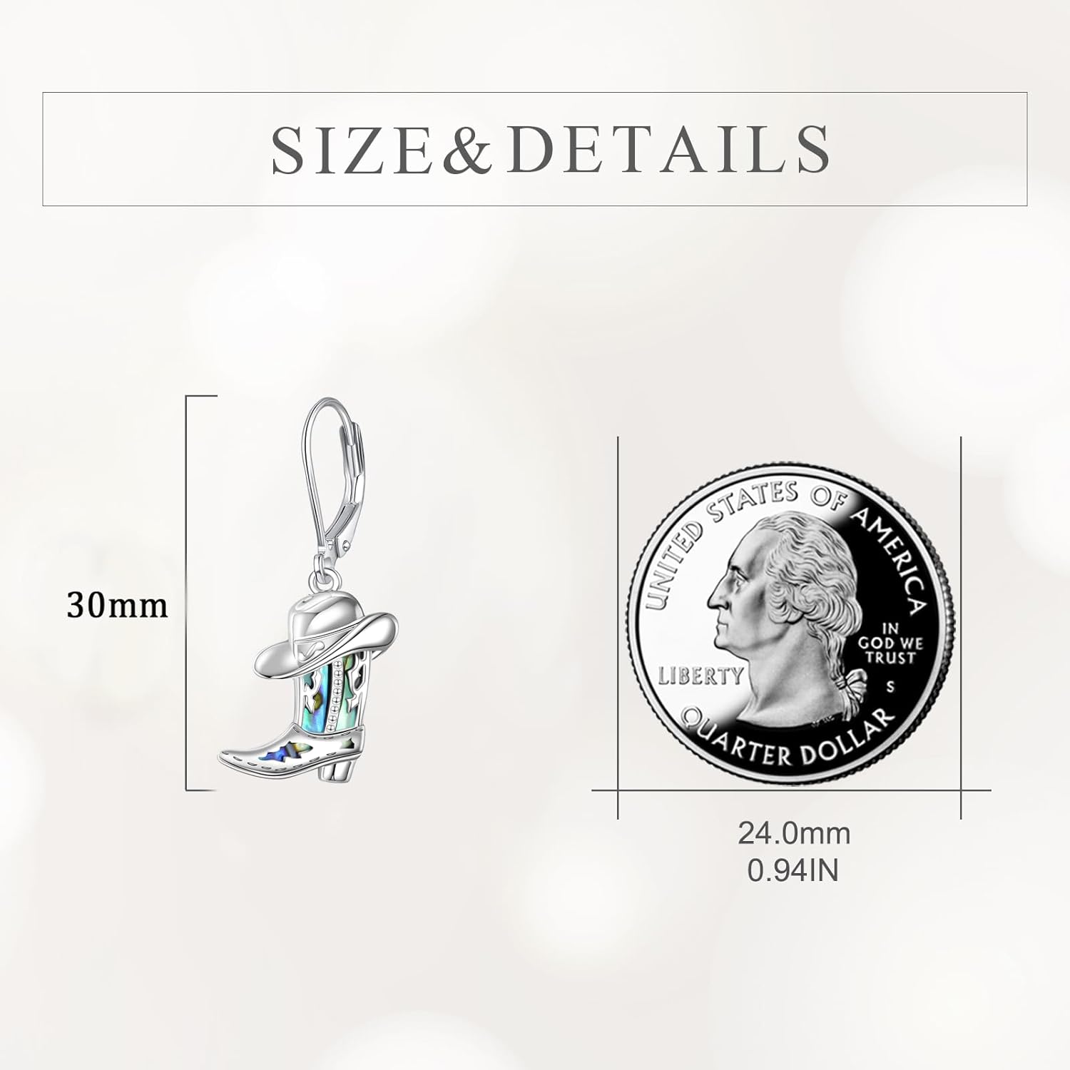 Cowboy Boot Earrings for Women Sterling Silver Cowboy Boot Hat Earrings Abalone Shell Jewelry Gift for Women - Image 4