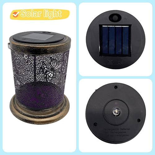 Miniatura 7 de Linterna solar decorativa de metal para exteriores, linterna colgante impermeable, linterna decorativa de metal ahuecada, delicada decoración de
