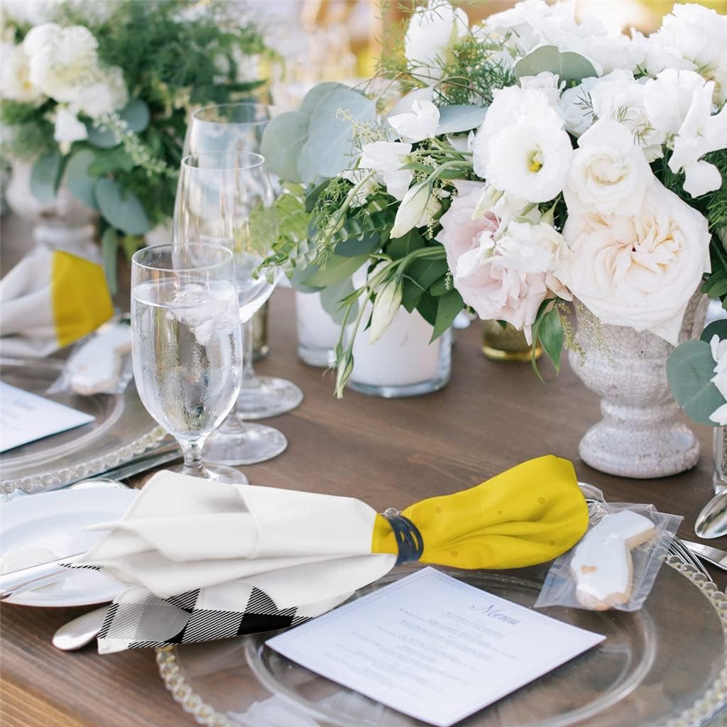 Lemon Black and White Lattice Table Napkins Cloth Set Soft Handkerchief Wedding Decoration Banquet Dinner Napkins Cloth(6pcs)