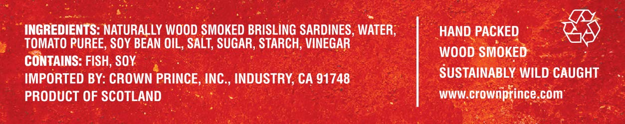 Crown Prince One Layer Brisling Sardines in Tomato, 3.75-Ounce Cans (Pack of 12)