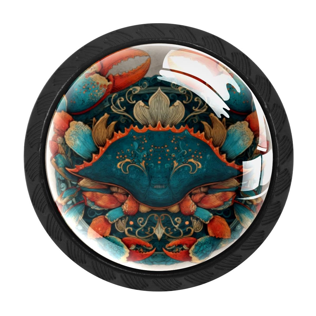 HEOEH 4 PCS Kitchen Cabinet Knobs, Boho Crab Drawer Knobs Dresser Handles