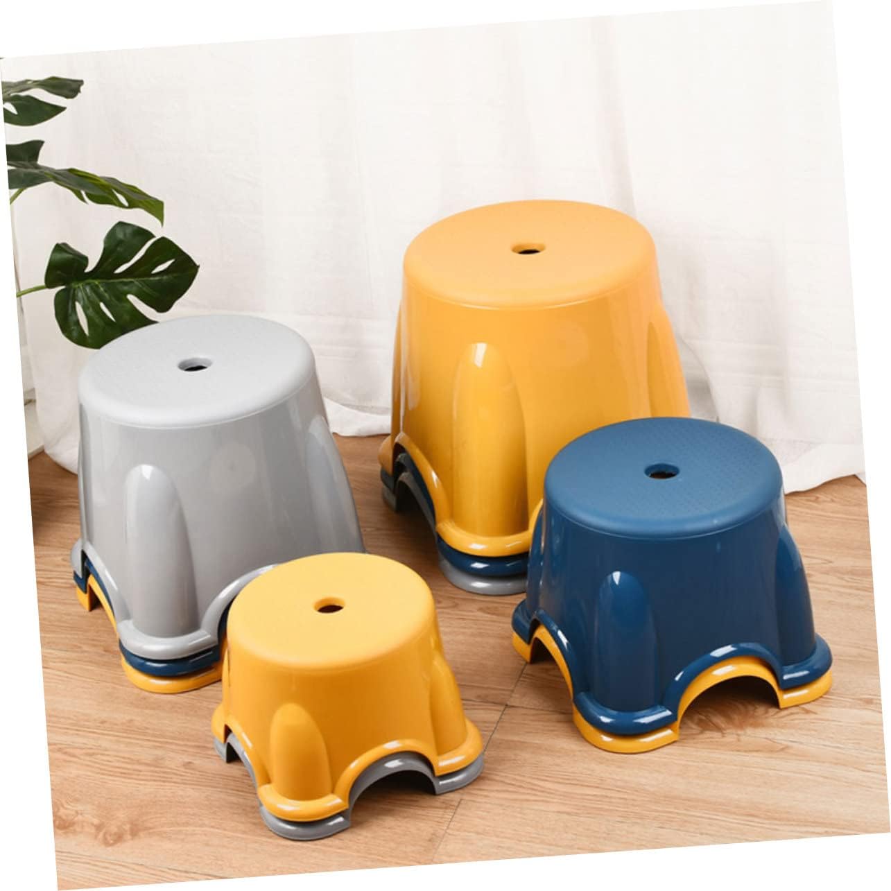 3pcs Pp Non-Skid Stool Home Nordic Style Foot Stool for Boy Girl Lightweight Plastic Design Safe and Anti-Skid for Bathroom Kitchen and Daily Use for Boy Girl