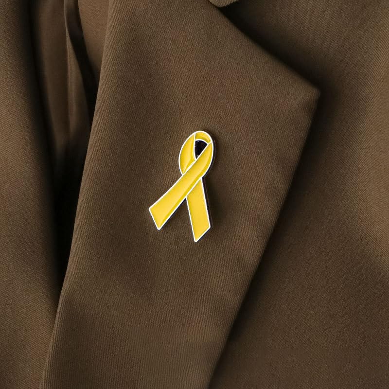 Image of Multicolor Cause Awareness Ribbon Lapel Pin - Yellow, Purple, Red, Pink Ribbons - Prevention & Awareness Campaigns Enamel Lapel Pin Support Campaign Charity Donation Event Accessorie