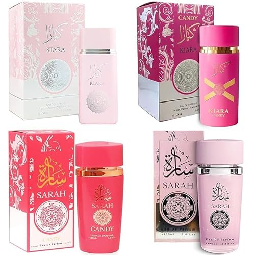 A CENTER 4PCS Perfume Set for Women - Floral Fragrance Gift Set with Vanilla,Sweet Fruity, Eau De Parfume| 3.4 Fl Oz Each(Sarah,Sarah Candy,Kiara,Kiara Candy)