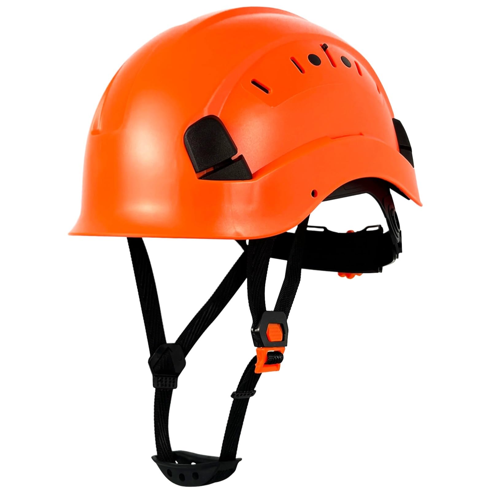 Casco rigido di sicurezza con sottogola, casco da costruzione in ABS certificato CE, equipaggiamento di protezione della testa regolabile per cantieri di lavoro e lavori ad alta quota, arancione