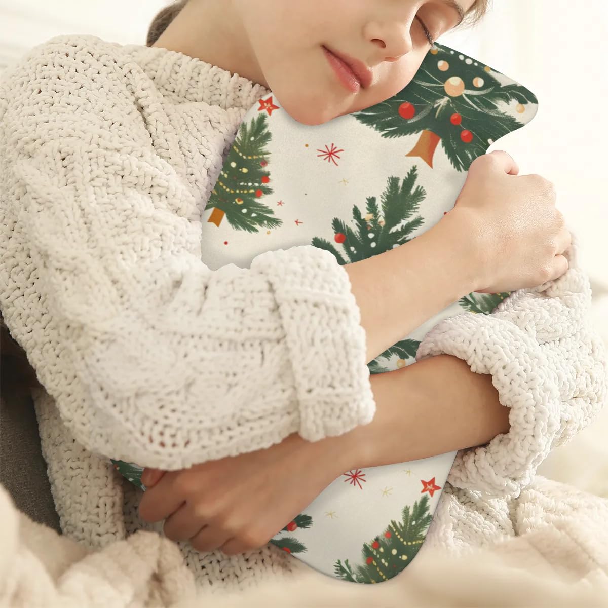 Hot Water Bottle with Soft Cover,2L Cartoon Tree Hot Water Bag for Hot and Cold Compress, Hand Feet Warmer, Cute Tree Rubber Hot or Cold Water Bottle Halloween Christmas Decorations